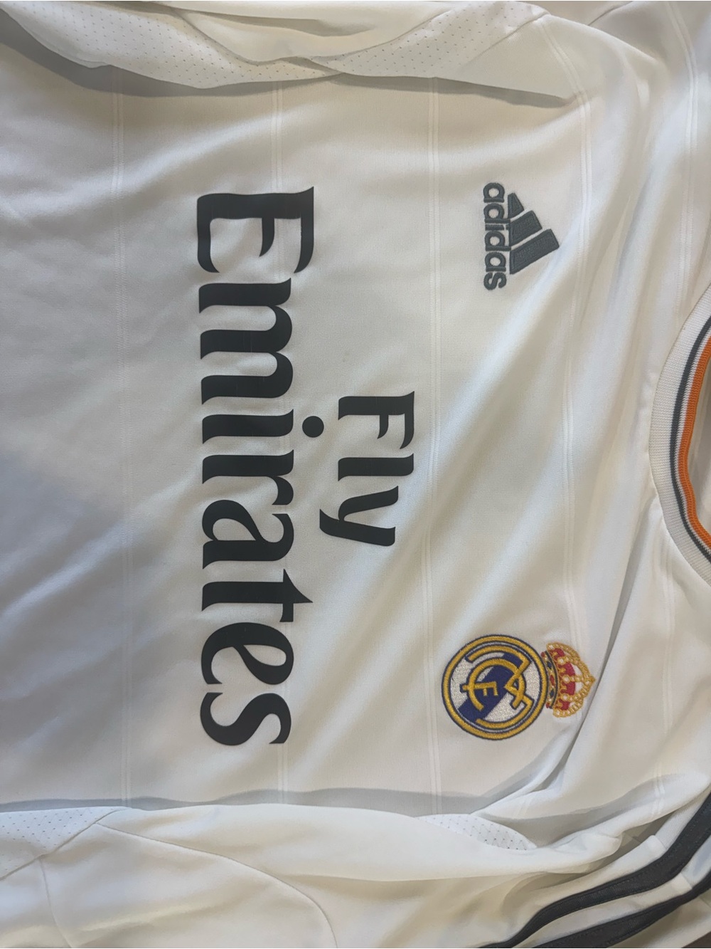 adidas Real Madrid White Home Jersey with Orange Trim - Picture 3 of 5